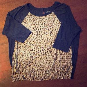 Loft 3/4 sleeve leopard shirt